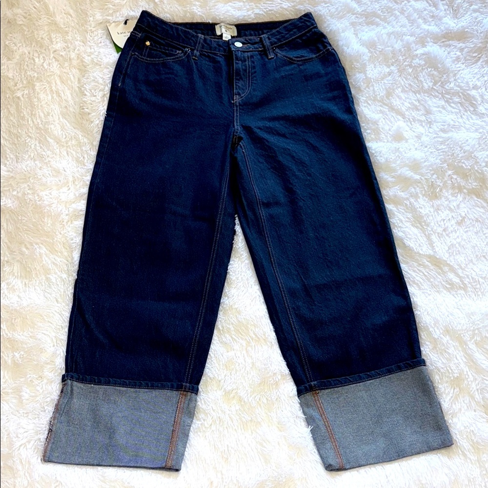 Kate Spade High Rise Straight Leg Wide Cuff Jeans
